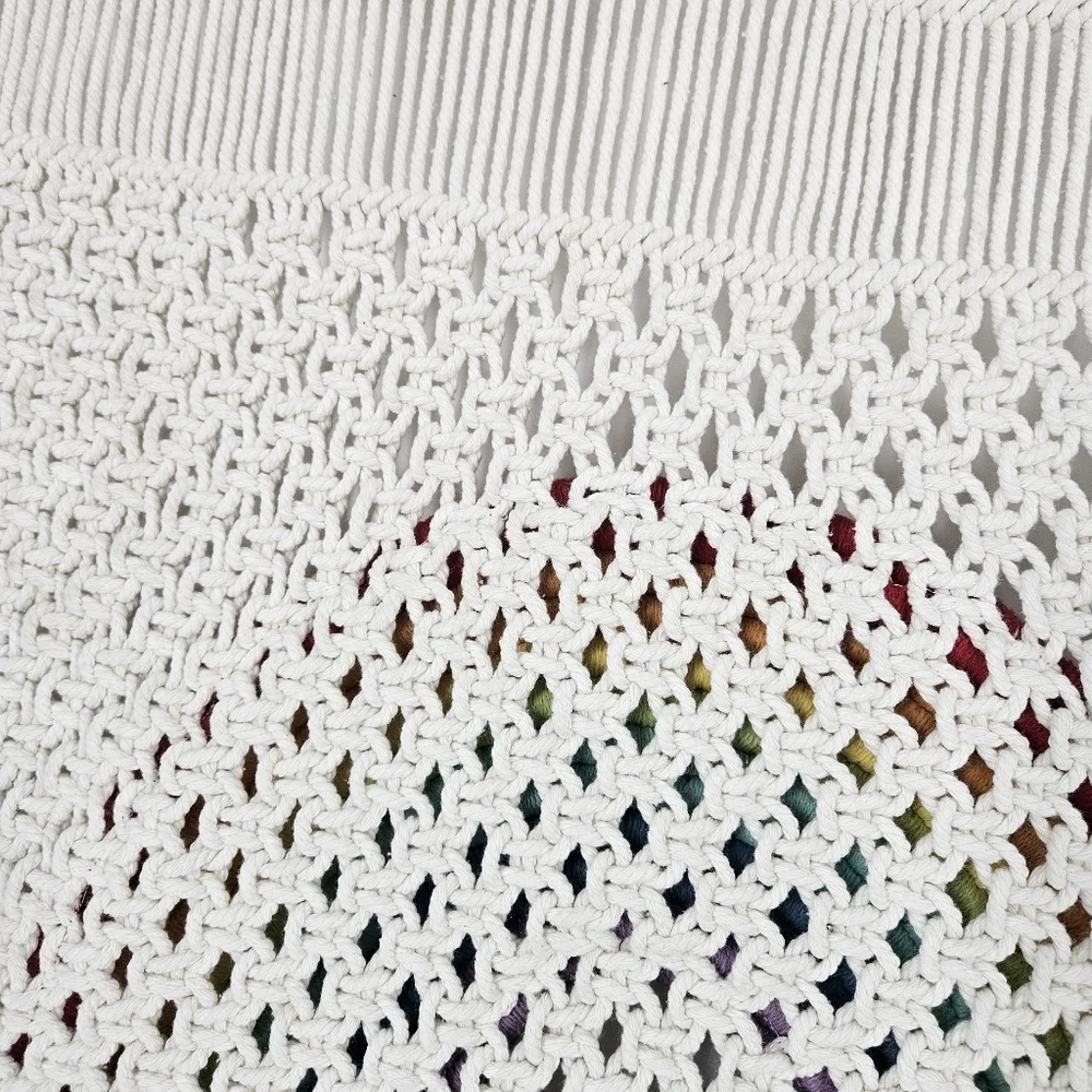 Mittal International Panipat White Macrame Rainbow Wall Hanging Decor